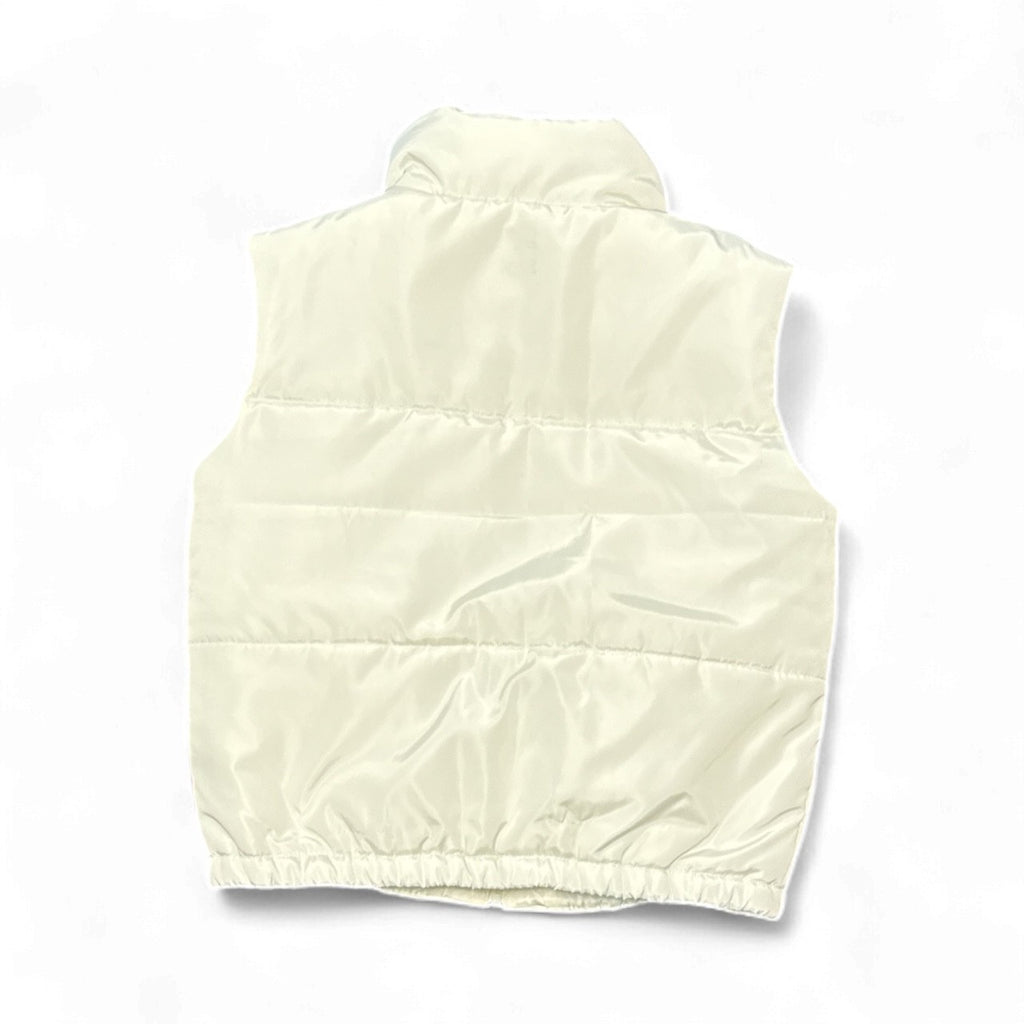 White puffer vest on a white background